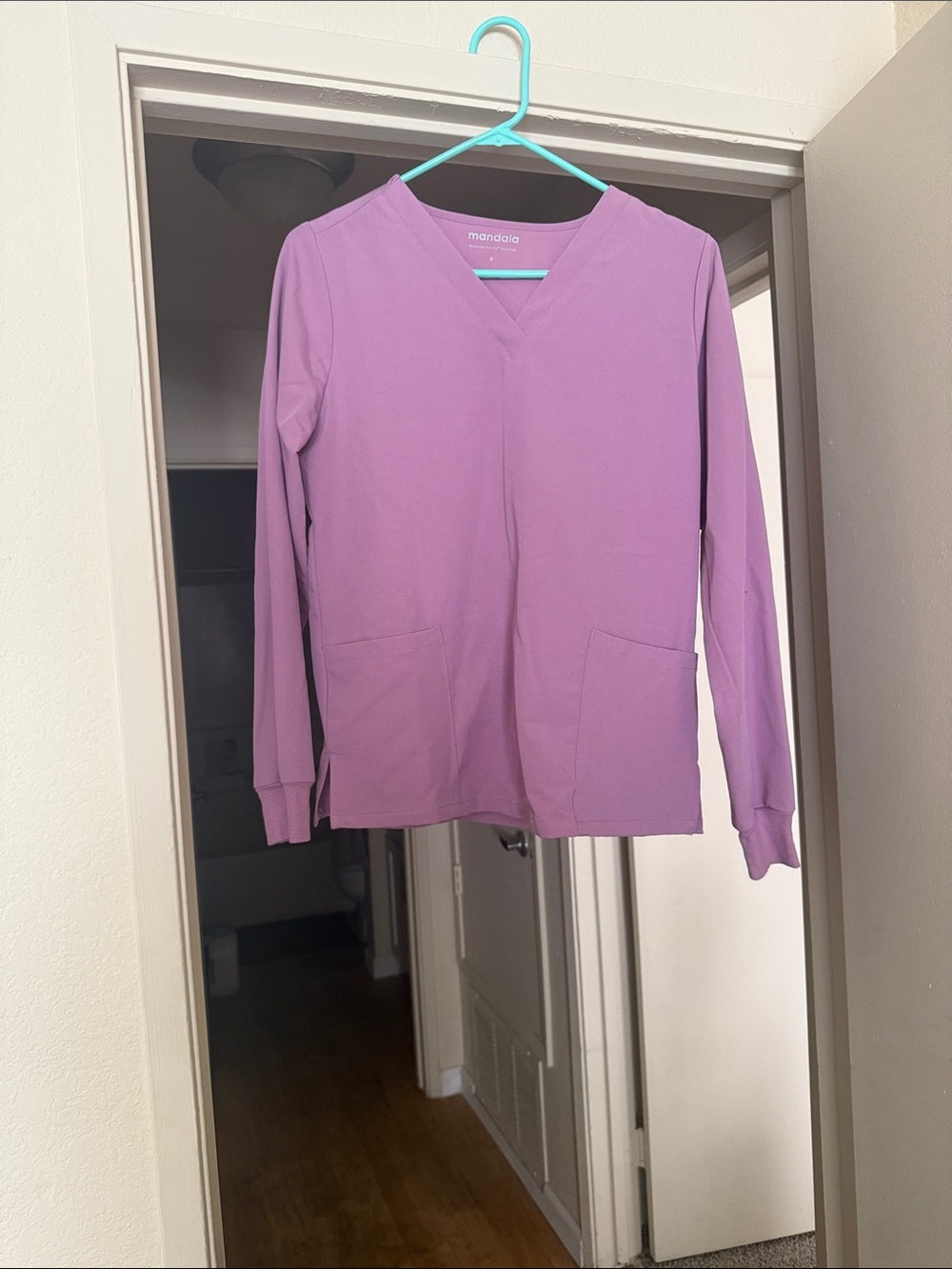 Women’s Lavender V-Neck Long Sleeve Top & bottom scrubs
